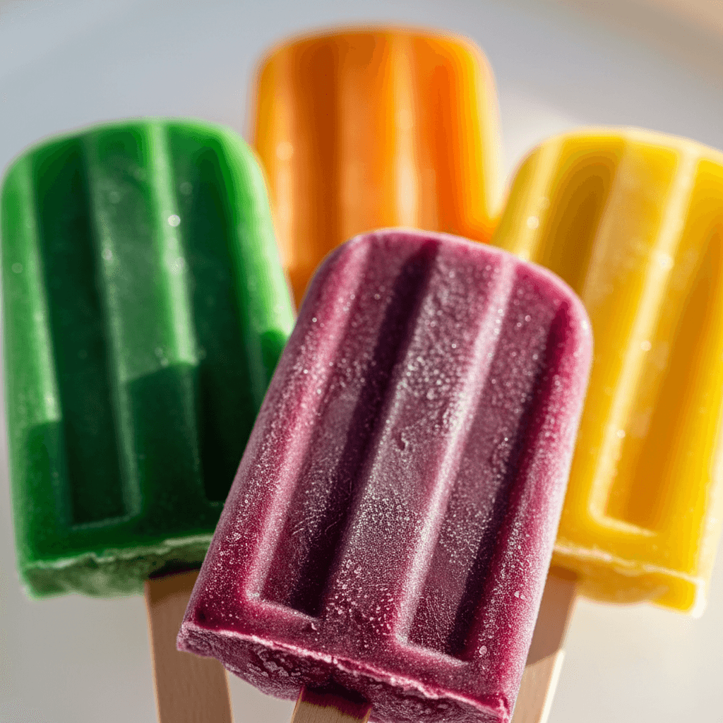 Assorted novelty popsicles in wrappers
