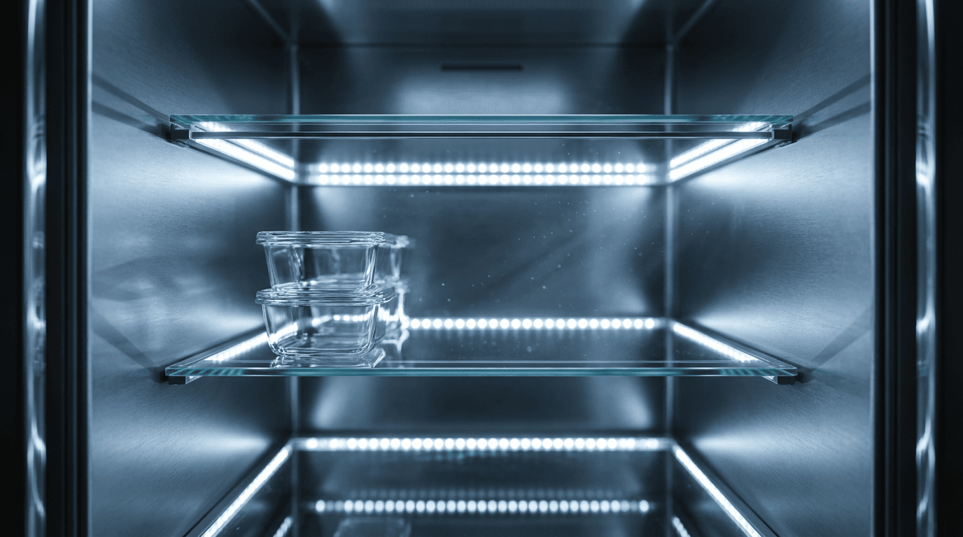 Well-stocked commercial freezer with ice cream tubs and cartons